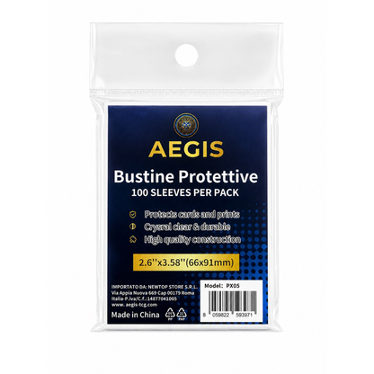 AEGIS 100 Soft Sleeves PX05 – Bustine Protettive TCG 66×91 mm – Trasparenti