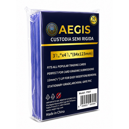 AEGIS PX07 – 50 Custodie Semi Rigide per Carte TCG 84×123 mm